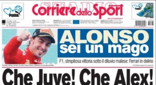 ALONSO EN LA PORTADA DEL CORRIERE